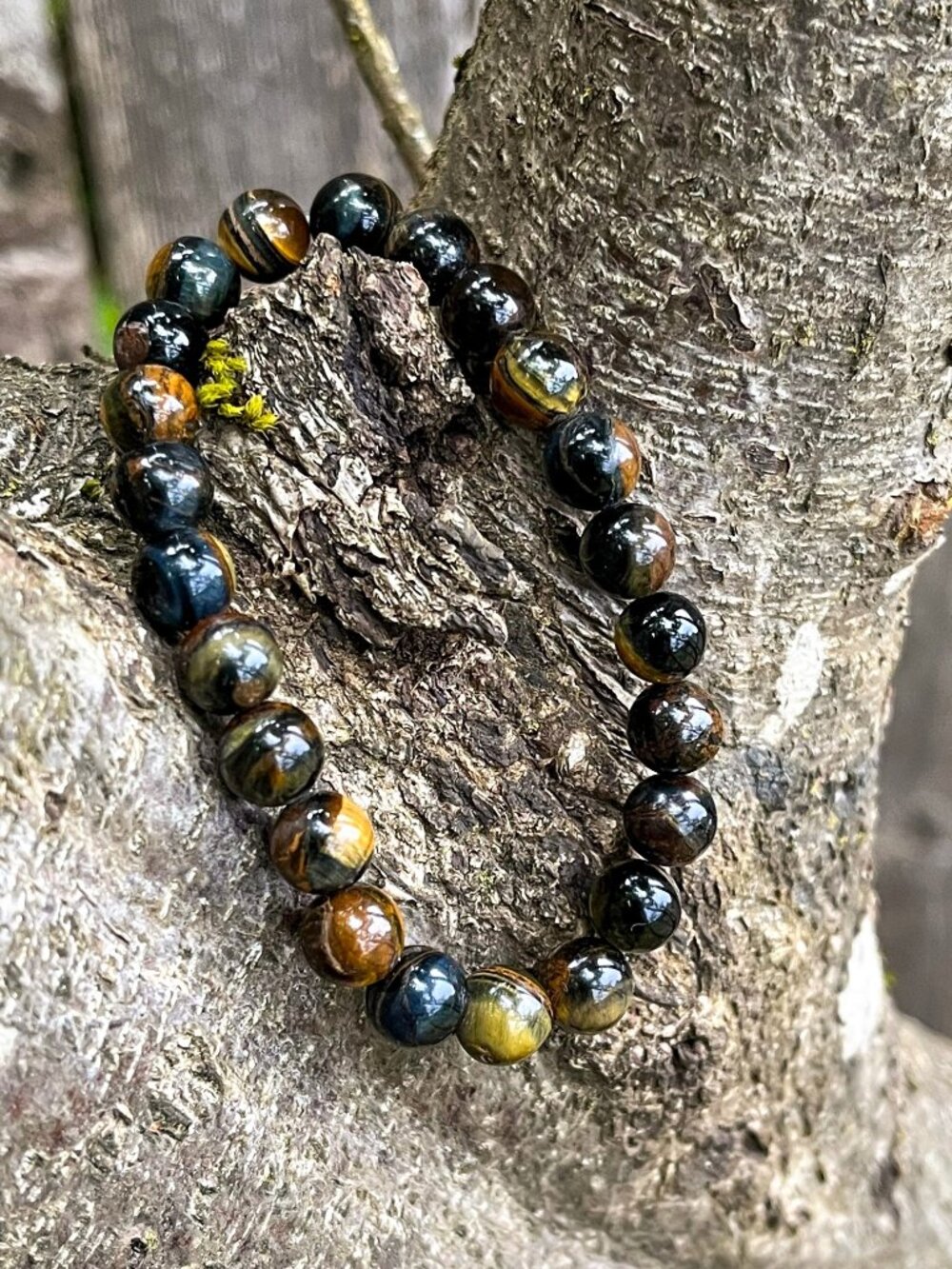 Tiger Eye Gemstone Stretch Bracelet | Handmade - Picture 5 of 6